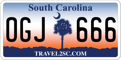 SC license plate OGJ666