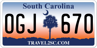 SC license plate OGJ670