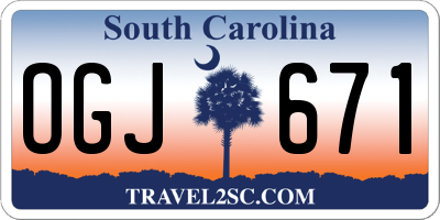 SC license plate OGJ671