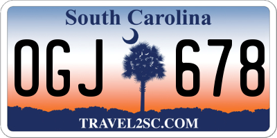 SC license plate OGJ678