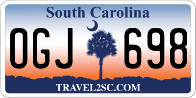 SC license plate OGJ698