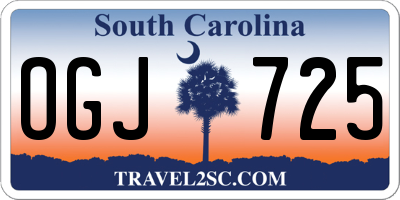 SC license plate OGJ725
