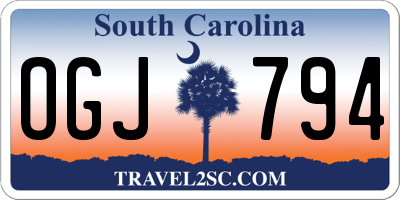 SC license plate OGJ794