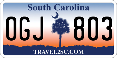 SC license plate OGJ803
