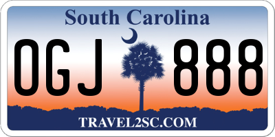 SC license plate OGJ888