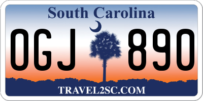 SC license plate OGJ890