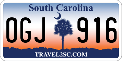 SC license plate OGJ916
