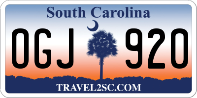 SC license plate OGJ920