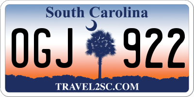 SC license plate OGJ922