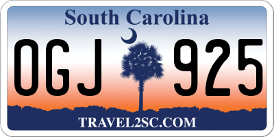 SC license plate OGJ925