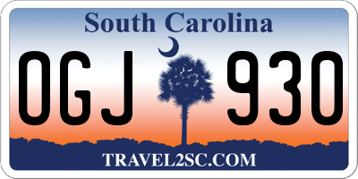 SC license plate OGJ930