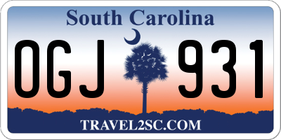 SC license plate OGJ931