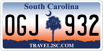 SC license plate OGJ932