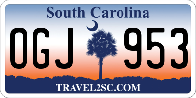 SC license plate OGJ953