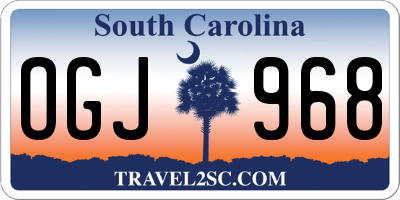 SC license plate OGJ968