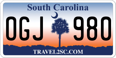 SC license plate OGJ980