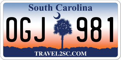 SC license plate OGJ981