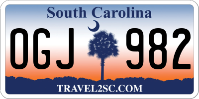 SC license plate OGJ982