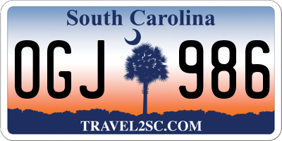 SC license plate OGJ986