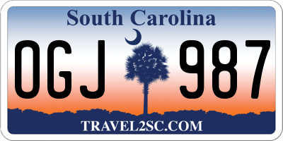 SC license plate OGJ987