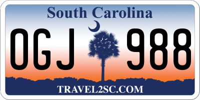 SC license plate OGJ988