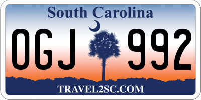 SC license plate OGJ992