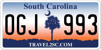 SC license plate OGJ993
