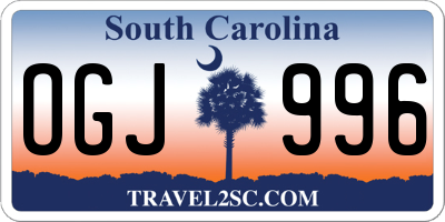 SC license plate OGJ996