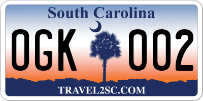 SC license plate OGK002