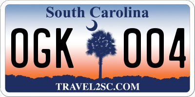 SC license plate OGK004