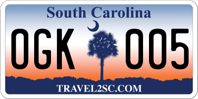 SC license plate OGK005