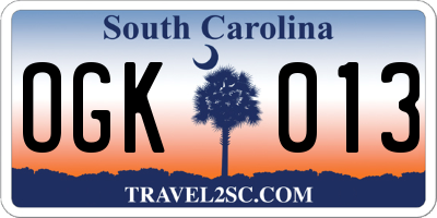 SC license plate OGK013