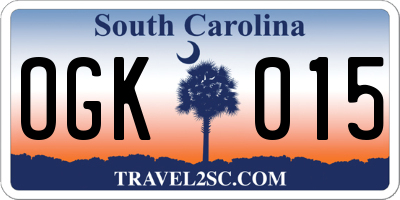 SC license plate OGK015