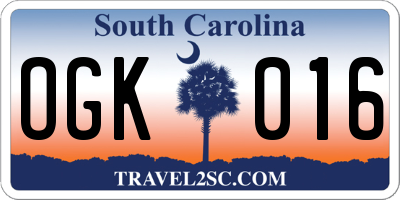SC license plate OGK016