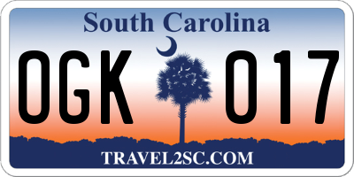 SC license plate OGK017