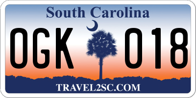 SC license plate OGK018