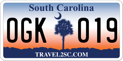 SC license plate OGK019
