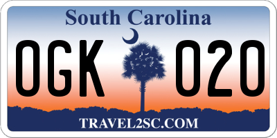 SC license plate OGK020