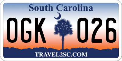 SC license plate OGK026