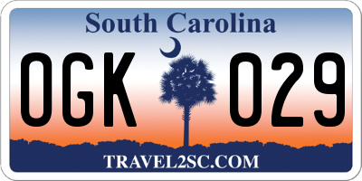 SC license plate OGK029