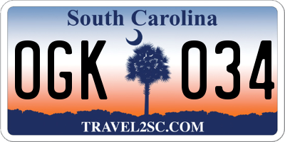 SC license plate OGK034