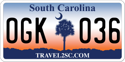 SC license plate OGK036