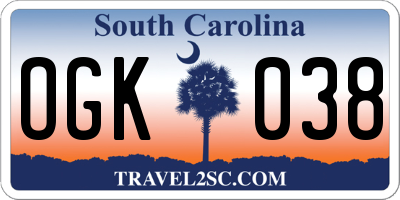 SC license plate OGK038
