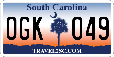 SC license plate OGK049