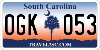 SC license plate OGK053