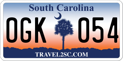 SC license plate OGK054
