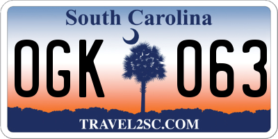 SC license plate OGK063