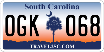 SC license plate OGK068