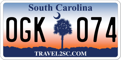 SC license plate OGK074
