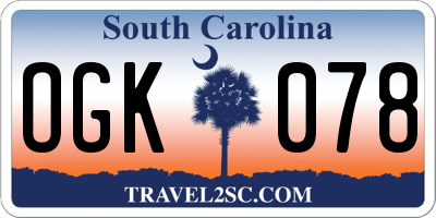 SC license plate OGK078